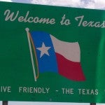 Sign shown at the Texas border