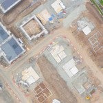 Overhead view of neighborhood construction