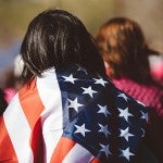 woman with American flag