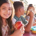 Students eating lunch at school
