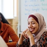 Adults attending ESL class