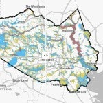 A snapshot of an interactive map depicting FEMA's flood map proposal