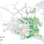 Map of Houston metro area showing gentrification