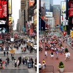 Before and after photos of Times Square