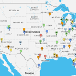 Points on a map of America