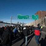 People walking on freeways