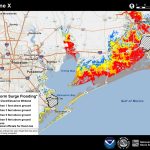 Potential storm surge in the Texas Gulf area