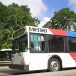 A view of the front half of a Houston Metro bus