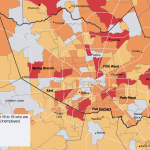 Map of Harris County showing the number of youth aged 16 to 19 who are not in school and are unemployed