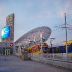 Photo of a rail line terminal