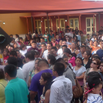 Large group of upset people