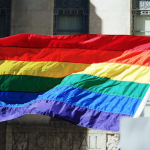 Rainbow flag waving