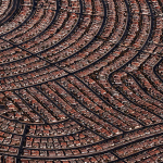Bird's eye view of suburbs