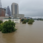 Houston skyline flooded during Hurricane Harvey