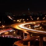 Highway traffic at night