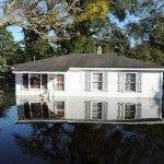 flooded homes in North Carolina following Hurricane Matthew