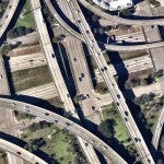 aerial photo of US 59, 45 and 288 near downtown Houston