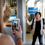 Lupe Valdez campaigns for governor at Black Star Co-op in Austin on April 13, 2018.  Laura Skelding for The Texas Tribune