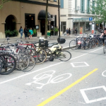 Image of bike lanes on a city street