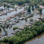 Flooded homes from overhead