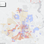 Map of designated zones alongside TIRZs and management districts in the Houston area