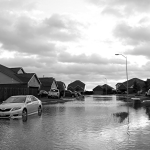 Neighborhood street with flooding