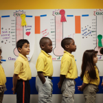 School kids lined up
