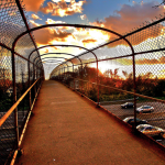 Twin Cities pedestrian bridge over highway