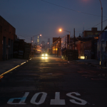 Neighborhood street at night