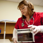 Nurse conducting mental health screening