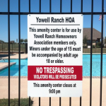 HOA sign on pool