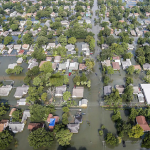 Aerial view of flooding in southeast Houston