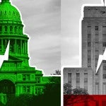 State capitol in Austin and Houston city hall
