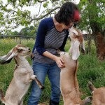 Lisa Seger with goats