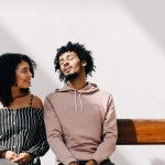 Man next to woman happy 