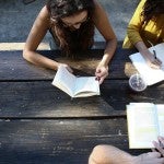 Student studying outside