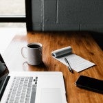 professional desk computer and coffee