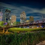 Downtown Houston at night. Image via flickr/Brandon DuBois.