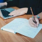 People working on research