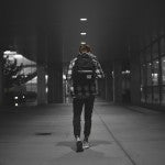 student with backpack