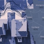 photo illustration for HARC research showing mobility in Houston metro area counties during pandemic