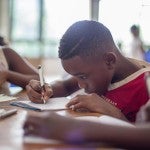 Boy working on school work