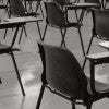 Empty classroom desks