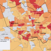 Map of Harris County showing the number of youth aged 16 to 19 who are not in school and are unemployed