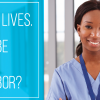 Graphic of a nurse saying, "I save lives. Can I be your neighbor?"