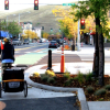 Cyclist in a town