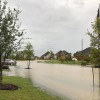 Flooded neighborhood street in Clear Lake