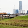 Union Pacific train traveling through Houston