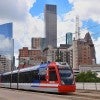 METRO rail against Houston skyline