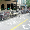Image of bike lanes on a city street